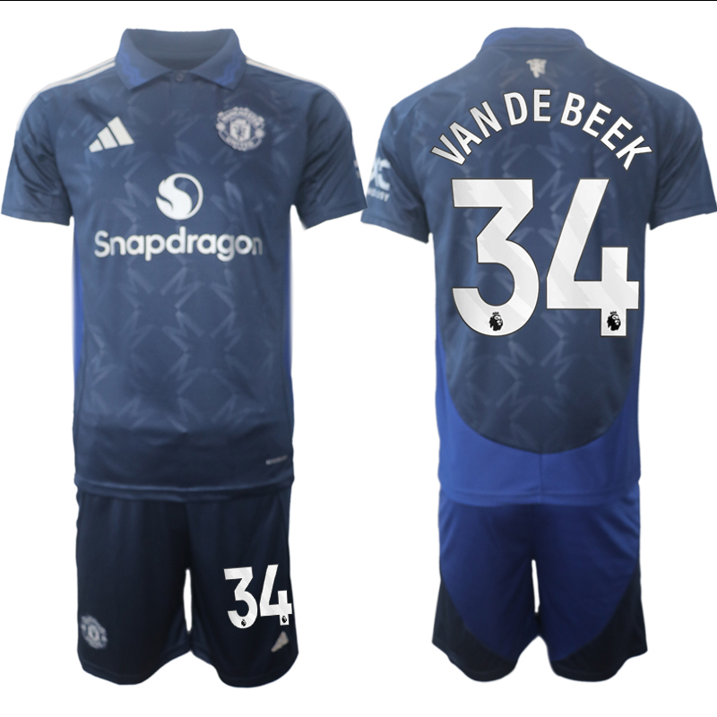 Men 2024-2025 Club Manchester United away blue 34 Soccer Jersey